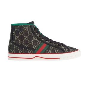 Black and ivory Gucci denim tennis 1977 high top sneakers